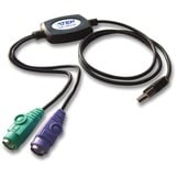UC10KM-AT PS/2-kabel 0,9 m 2x 6-p Mini-DIN USB A Sort, Adapter