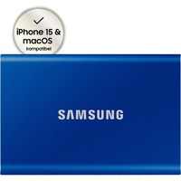 SAMSUNG Portable SSD T7 1000 GB Blå, Solid state-drev Blå, 1000 GB, USB Type-C, 3.2 Gen 2 (3.1 Gen 2), 1050 MB/s, Beskyttelse af adgangskode, Blå