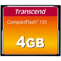 Transcend TS4GCF133 hukommelseskort 4 GB CompactFlash MLC Sort, 4 GB, CompactFlash, MLC, 50 MB/s, 20 MB/s, Sort