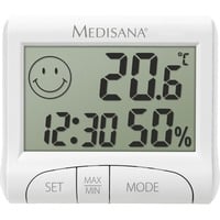Medisana HG 100 Indendørs Elektronisk hygrometer Hvid, Table clock Hvid, Digital, Rektangulær, AAA, 1,5 V, 82 mm, 70 mm
