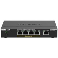 Netgear GS305PP Ikke administreret Gigabit Ethernet (10/100/1000) Strøm over Ethernet (PoE) Sort, Switch Sort, Ikke administreret, Gigabit Ethernet (10/100/1000), Fuld duplex, Strøm over Ethernet (PoE), Kan monteres på væggen