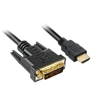 Sharkoon 2m, HDMI/DVI-D Sort, Adapter Sort, HDMI/DVI-D, 2 m, HDMI, DVI-D, Hanstik, Hanstik, 1920 x 1080 pixel