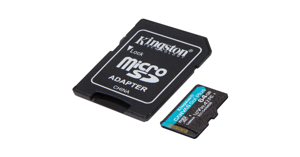 Kingston Technology Tarjeta microSDXC Canvas Go Plus Gen4 de 64 GB, 200 MB/s, A2 U3 V30 y