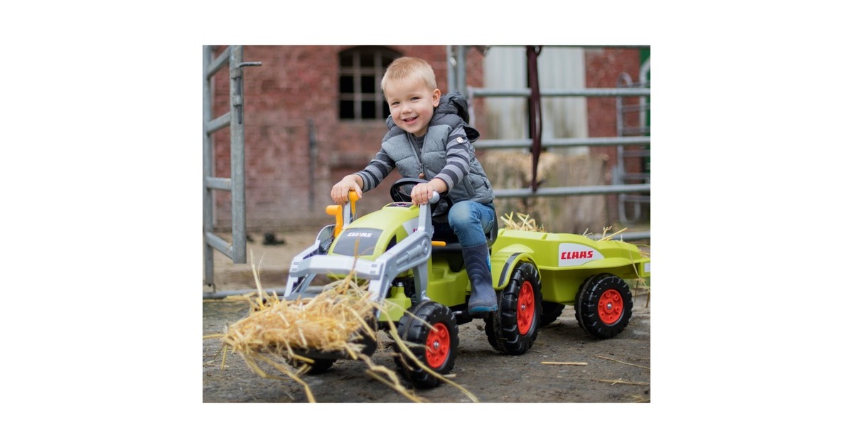 BIG - Claas Celtis Loader mit Anhänger - Kindertrettraktoren, Spielfahrzeug mit Präzisionskettenantrieb, 3-fach verstellbarer Sitz, bis 50 kg, Claas Lizenz, für Kinder ab 3 Jahren