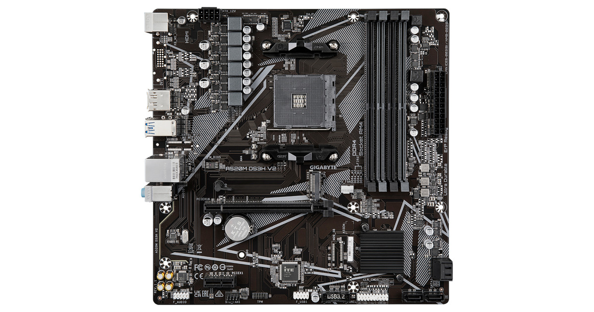 Am4 Threadripper GIGABYTE A520M DS3H V2 bundkort Stik AM4 micro ATX AMD, Stik AM4, AMD ...