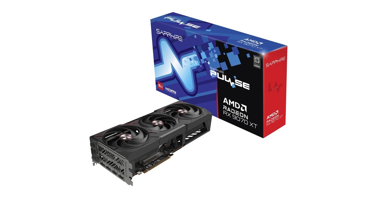 SAPPHIRE Radeon RX 9070 XT Pulse, Grafikkort Sort