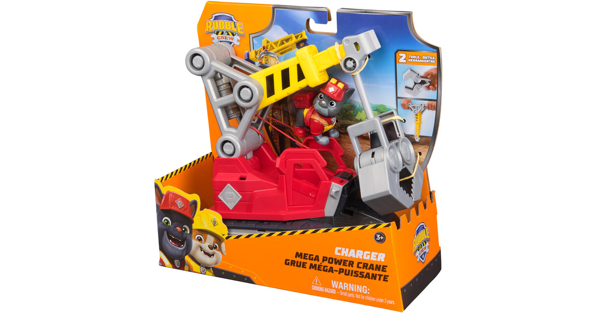 Rubble & Crew, Camión Grua de Carga de Charger con Garra Captadora, Vehículo de Juguetes con