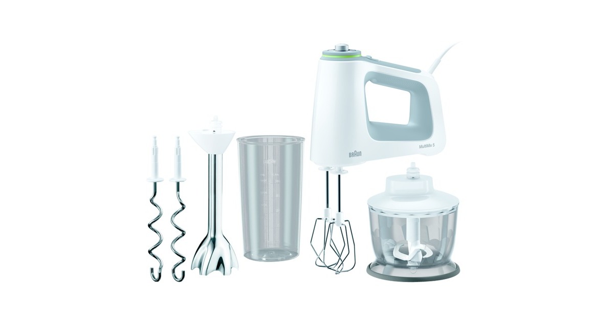 Braun Multimix 3 Handmixer HM 3100 WH, 500W, Roestvrijstalen Mixer, 5 Snelheden, Klasse A, Wit