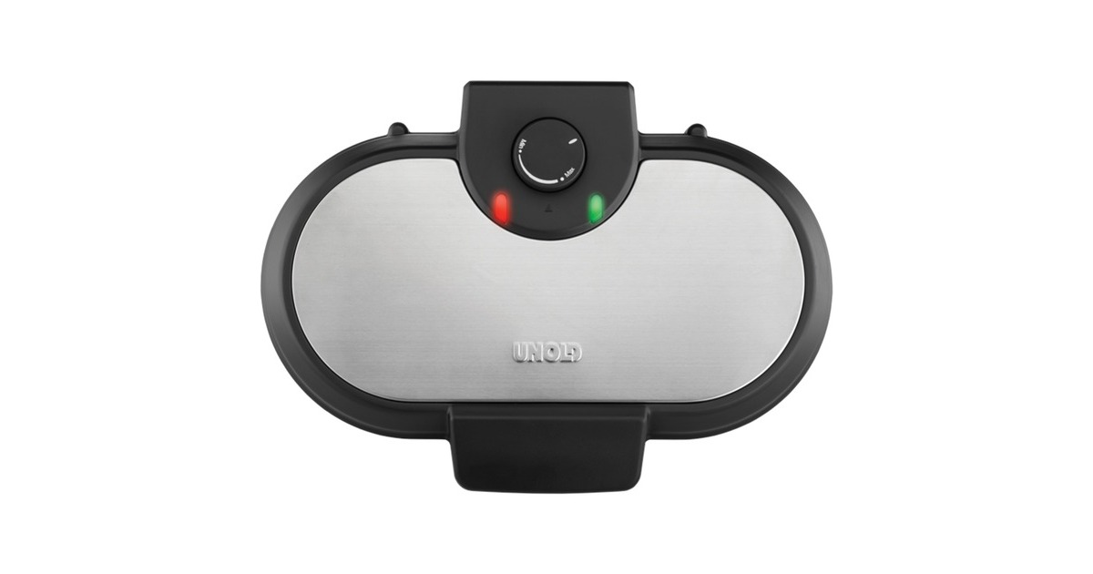 Pancake Maker Americano Unold - Doppio, 1000W, Piastre Antiaderenti 13.5 Cm, Nero Acciaio Inox