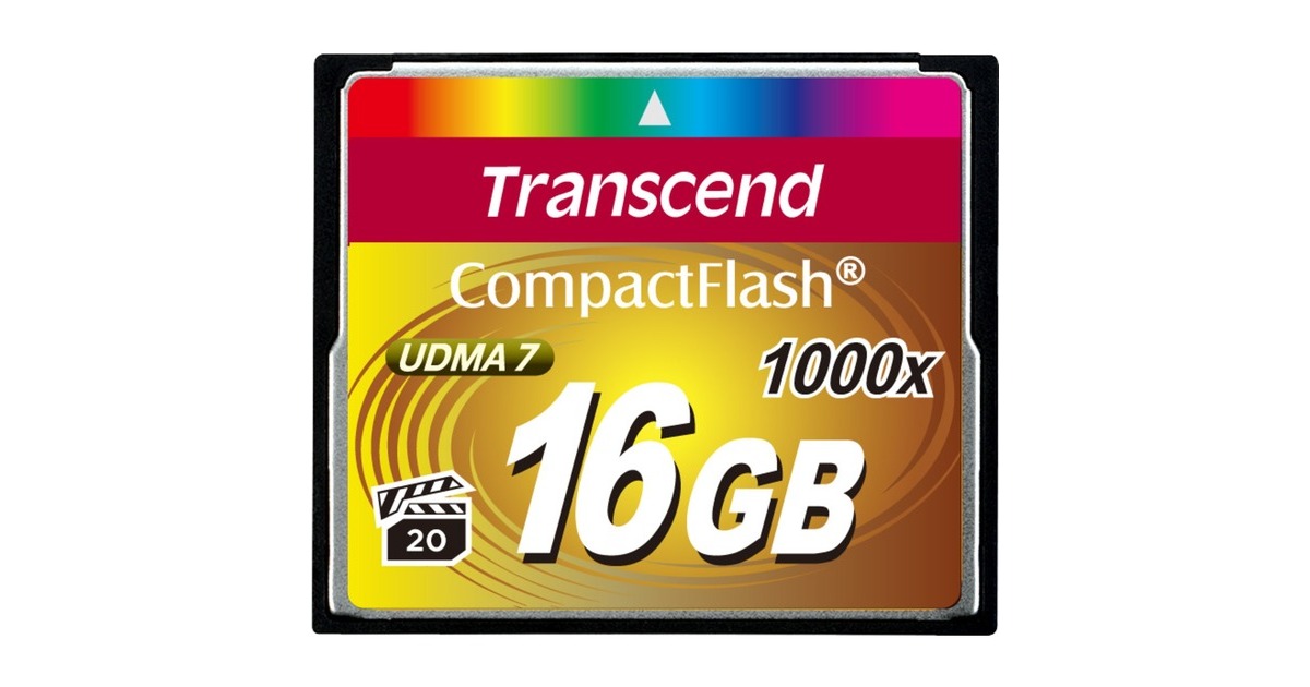 Transcend CompactFlash Card 1000x 16GB MLC, Hukommelseskort Sort, 16 GB