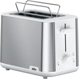 Braun HT 1510 8 2 skive(r) 900 W Rustfrit stål, Hvid, Brødrister rustfrit stål/Hvid, 2 skive(r), Rustfrit stål, Hvid, Plast, Rustfrit stål, 900 W