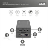 Digitus 4K HDBaseT HDMI Extender-sæt, HDMI-udvidelse forlænger Sort