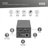 Digitus 4K HDBaseT HDMI Extender-sæt, HDMI-udvidelse forlænger Sort