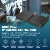 Digitus HDMI Fiber IP Extender Sæt, HDMI-udvidelse forlænger Sort