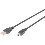 Digitus USB 2.0 kabel, USB-A stik > mini USB stik Sort