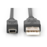 Digitus USB 2.0 kabel, USB-A stik > mini USB stik Sort