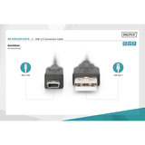 Digitus USB 2.0 kabel, USB-A stik > mini USB stik Sort