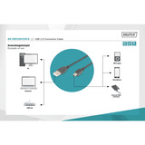 Digitus USB 2.0 kabel, USB-A stik > mini USB stik Sort