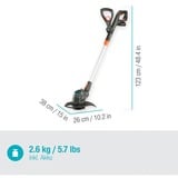 GARDENA ComfortCut 23/18V P4A 23 cm Batteri Sort, Blå, Orange, Sølv, Græs trimmer grå/Orange, Græstrimmer, 23 cm, Blade, D-loop håndtag, Plast, Sort, Blå, Orange, Sølv