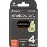 Panasonic Eneloop Pro Genopladeligt batteri AAA Nikkel-Metalhydrid (NiMH) Genopladeligt batteri, AAA, Nikkel-Metalhydrid (NiMH), 4 stk, 930 mAh, Sort