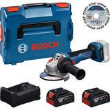 Bosch Tool set GWS 18V-11 S with 2x GBA 5.0Ah batteries, GAL charger, and 125 mm cutting disc (0 615 A50 0E6), Værktøjssæt boxed
