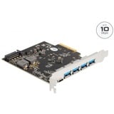 DeLOCK PCI Express x4 kort til 1 x USB Type-C + 4 x USB Type-A, Interface card 