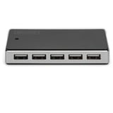 Digitus DA-70229 interface hub 480 Mbit/s Sort, Sølv, USB hub Sort/Sølv, USB 2.0, 480 Mbit/s, Sort, Sølv, Kina, 5 V, 4 A