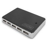 Digitus DA-70229 interface hub 480 Mbit/s Sort, Sølv, USB hub Sort/Sølv, USB 2.0, 480 Mbit/s, Sort, Sølv, Kina, 5 V, 4 A