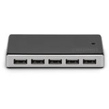 Digitus DA-70229 interface hub 480 Mbit/s Sort, Sølv, USB hub Sort/Sølv, USB 2.0, 480 Mbit/s, Sort, Sølv, Kina, 5 V, 4 A