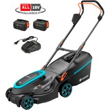 GARDENA Batteridrevet plæneklipper PowerMax 37/36V P4A Klar-til-brug sæt, 36Volt (2x18V) Sort/grå