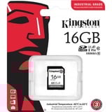 Kingston 16G SDHC Industrial pSLC, Hukommelseskort Sort, 16 GB, SDHC, Klasse 10, UHS-I, 100 MB/s, 80 MB/s