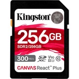 Kingston Canvas React Plus 256 GB SD UHS-II Klasse 10, Hukommelseskort Sort, 256 GB, SD, Klasse 10, UHS-II, 300 MB/s, 260 MB/s