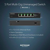 Netgear MS305 Ikke administreret 2.5G Ethernet (100/1000/2500) Sort, Switch Ikke administreret, 2.5G Ethernet (100/1000/2500), Fuld duplex, Kan monteres på væggen