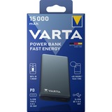 Varta Fast Energy 15000 Lithium polymer (LiPo) 15000 mAh Sølv, Power Bank grå, 15000 mAh, Lithium polymer (LiPo), Quick Charge 3.0, 3,7 V, Sølv