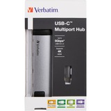 Verbatim 49141 interface hub USB 3.2 Gen 1 (3.1 Gen 1) Type-C 1000 Mbit/s Sort, Sølv, USB hub Sølv/Sort, USB 3.2 Gen 1 (3.1 Gen 1) Type-C, USB 3.2 Gen 1 (3.1 Gen 1) Type-C, 1000 Mbit/s, Sort, Sølv, Metal, 0,015 m