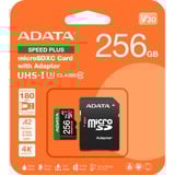 ADATA Speed Plus 256 GB MicroSDXC Klasse 10, Hukommelseskort 256 GB, MicroSDXC, Klasse 10, 180 MB/s, 160 MB/s, Class 3 (U3)