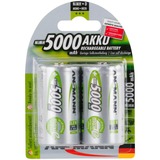 Ansmann Blister 2 X Akku NiMH Mono/D 5000 mAh D / HR20 Nikkel-Metalhydrid (NiMH), Batteri Sølv, D / HR20, Nikkel-Metalhydrid (NiMH), 1,2 V, 5000 mAh