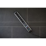 Brennenstuhl Premium-Protect-Line stikdåse 6-vejs, Strømskinne Sort/aluminium
