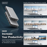 Digitus 11-port USB-C dockingstation, Docking station grå/Sort