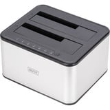 Digitus Dobbelt SATA HDD dockingstation, Docking station Sølv/Sort