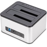 Digitus Dobbelt SATA HDD dockingstation, Docking station Sølv/Sort