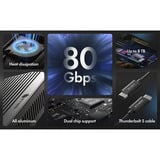 ICY BOX IB-1980M-80G M.2 NVMe SSD kabinet, Drev kabinet Sort