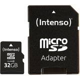 Intenso 32GB MicroSDHC Klasse 10, Hukommelseskort 32 GB, MicroSDHC, Klasse 10, 25 MB/s, Stødresistent, Temperaturbestandigt, Vandtæt, Røntgenbestandig, Sort