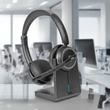 Lindy L118 Trådløst kontor-headset med opladningsstation Sort