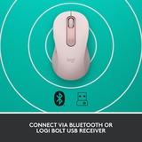 Logitech Signature M650 mus Højre hånd RF trådløs + Bluetooth Optisk 2000 dpi Rosa, Højre hånd, Optisk, RF trådløs + Bluetooth, 2000 dpi, Lyserød