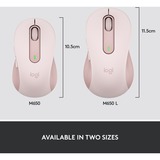 Logitech Signature M650 mus Højre hånd RF trådløs + Bluetooth Optisk 2000 dpi Rosa, Højre hånd, Optisk, RF trådløs + Bluetooth, 2000 dpi, Lyserød