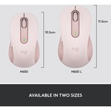 Logitech Signature M650 mus Højre hånd RF trådløs + Bluetooth Optisk 2000 dpi Rosa, Højre hånd, Optisk, RF trådløs + Bluetooth, 2000 dpi, Lyserød