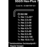 Wera 950/9 Hex-Plus 7 vinkelnøglesæt, 9 dele, Skruetrækker Sort
