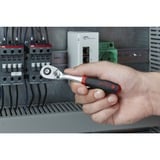 Wiha Omstillingsskralde 1/4", trykknap og kuglefastgørelse, Zyklop Sort/Rød