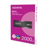 ADATA SC610 USB-nøgle 2 TB USB Type-A 3.2 Gen 2 (3.1 Gen 2) Sort, Solid state-drev Sort, 2 TB, USB Type-A, 3.2 Gen 2 (3.1 Gen 2), 550 MB/s, Muffe, Sort